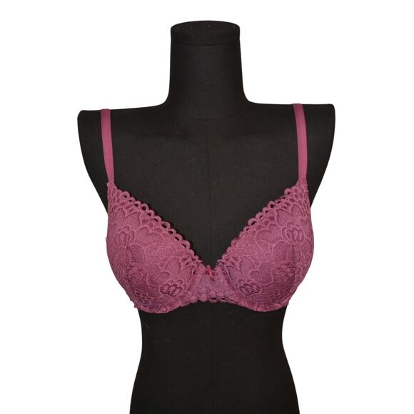 Aerie Lace Padded Underwire 34D Bra Burgundy Color - Picture 1 of 4